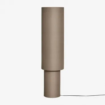 Gioura Linnen En Ijzeren Staande Lamp Grijs – Taupe & ↑125 Cm - Sklum