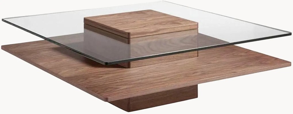 Salontafel Cecil met glazen tafelblad en onderblad