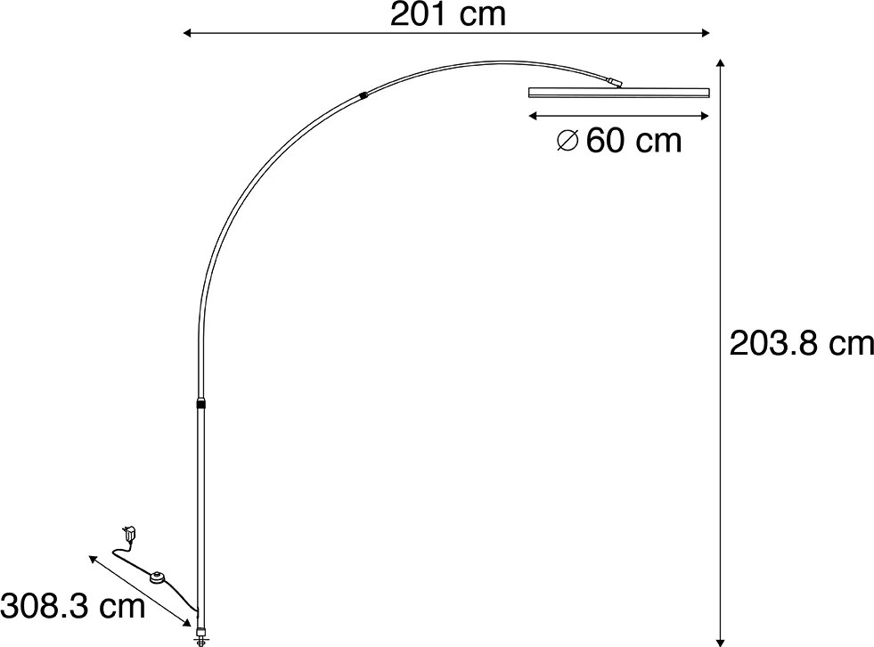 Design booglamp goud incl. LED 3-staps dimbaar - Anello