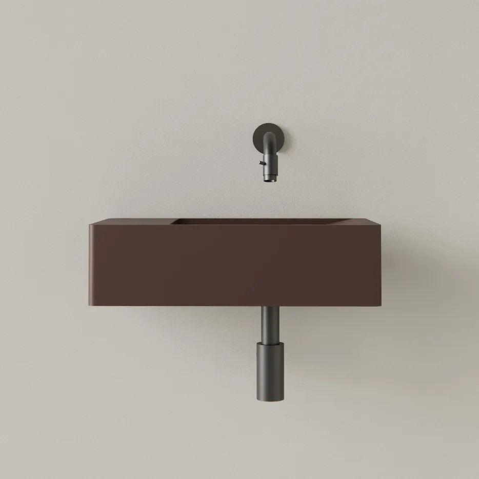 Sanigoods Luko fontein 40x22cm links zonder kraangat choco bruin