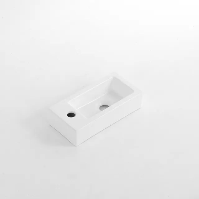 QeramiQ Dely Fontein - 38x18.5x9cm - keramiek - kraangat links - Mat wit E-8020L-MW