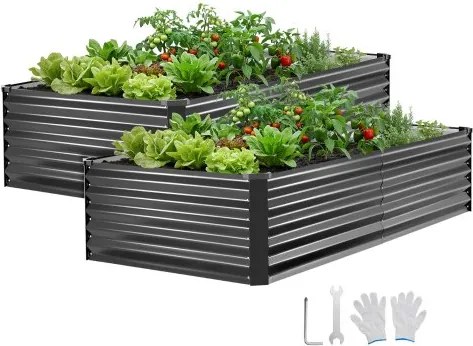 VEVOR Verhoogd tuinbed, Metaal, Set van 2, 203x102x46 cm, Rechthoekig tuinbed, Plantenbakset voor buiten, Groentebed met handschoenen, Bloembed, Plantbed, Plantenstel met slinger voor bloemen en groenten