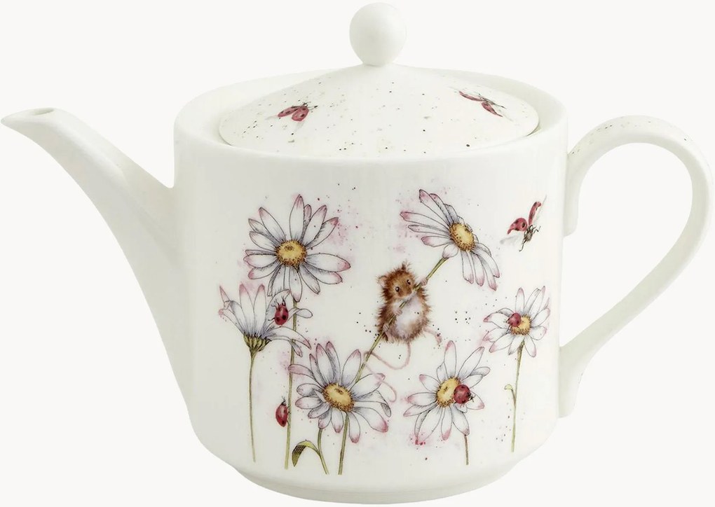 Theepot Mouse & Flower van beenderporselein