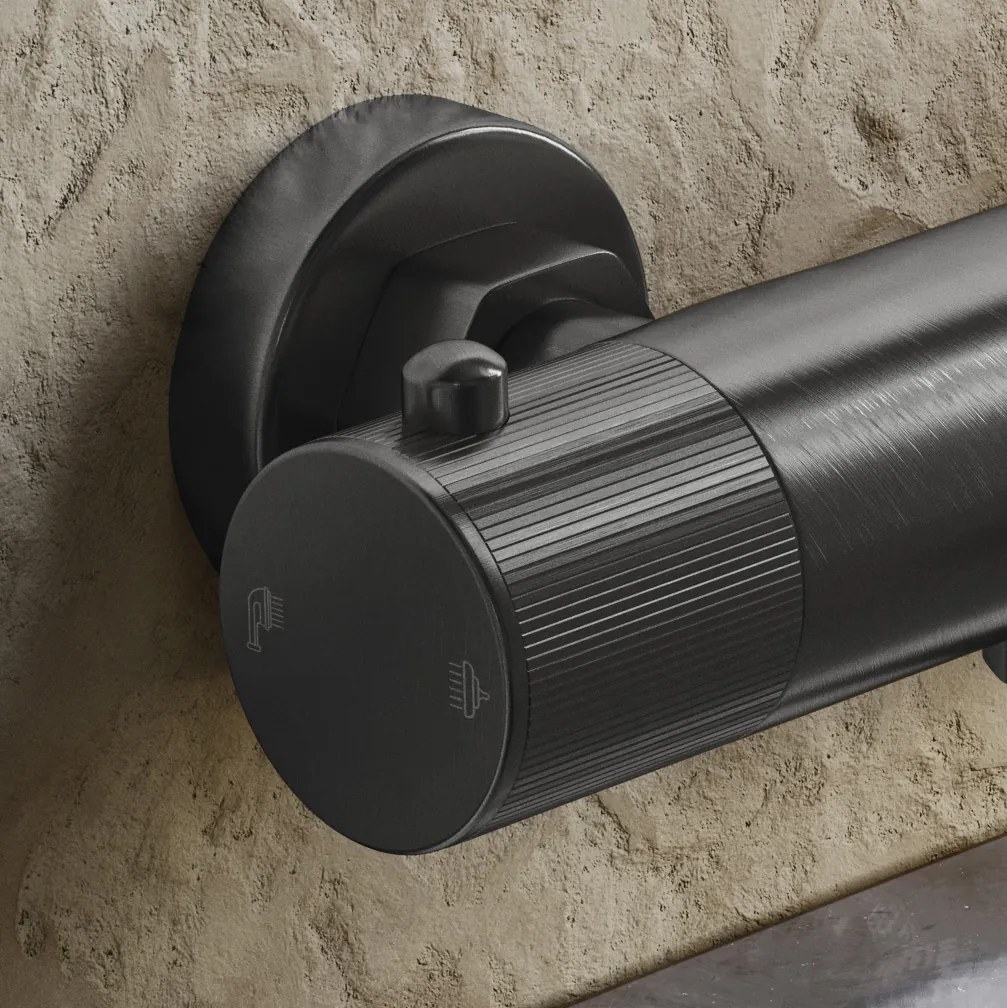 Saniclear Iron Curved Pro thermostatische opbouw badkraan met handdouche verouderd ijzer - gunmetal