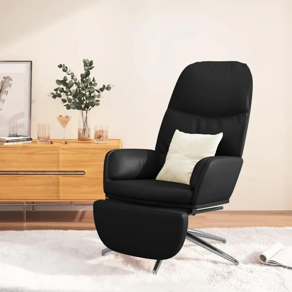 vidaXL Relaxstoel met voetensteun kunstleer glanzend zwart