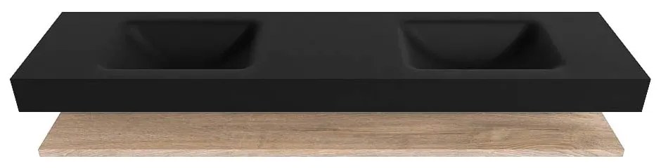 Zaro Alan badmeubel 190cm met planchet washed oak en vrijhangende wastafel cloud dubbel 2 kraangaten urban