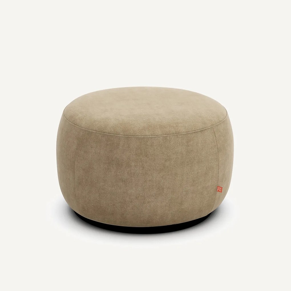 Poef van stonewashed fluweel, Rosebury, ontwerp Emmanuel Gallina