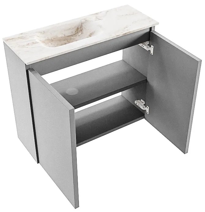 Mondiaz Ture DLux toiletmeubel 60cm plata met wastafel frappe links met kraangat