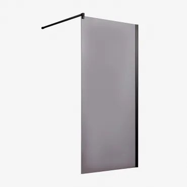 Vaste Douchewand Met 8 Mm Gehard Glas En Bristol Aluminium Matzwart & Grijs – Smoky & 80 X 195 Cm - Sklum