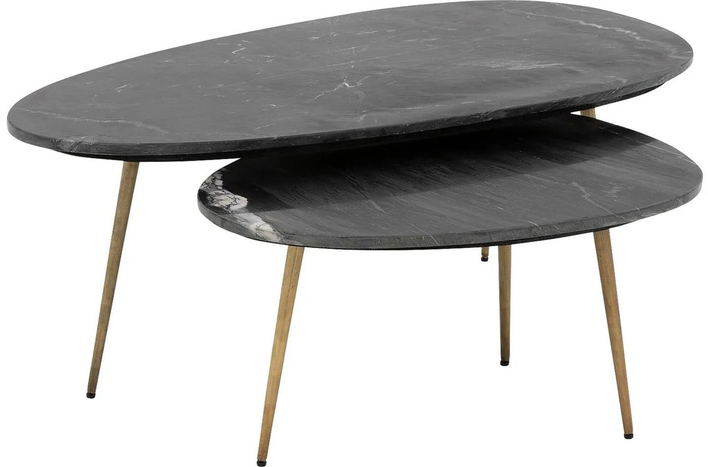 Goossens Salontafel Enzo ovaal, marmer zwart, elegant chic, 110 x 40 x 55 cm