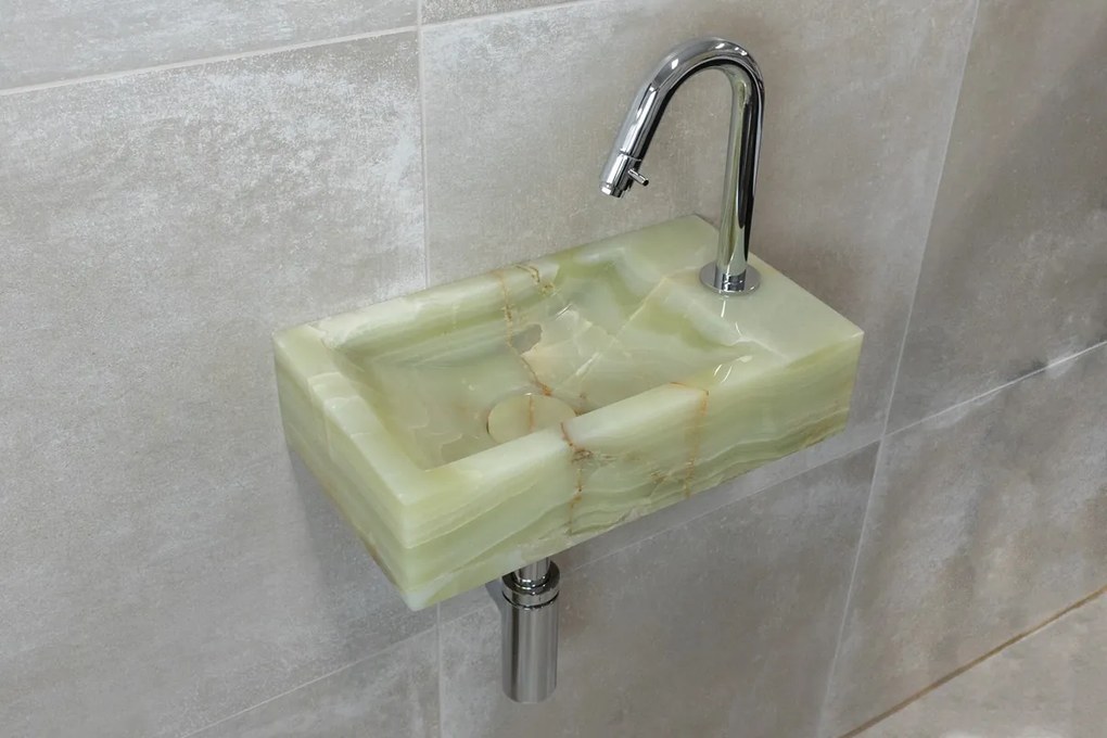 Saniclear Green Onyx fonteinset met gebogen kraan in chroom