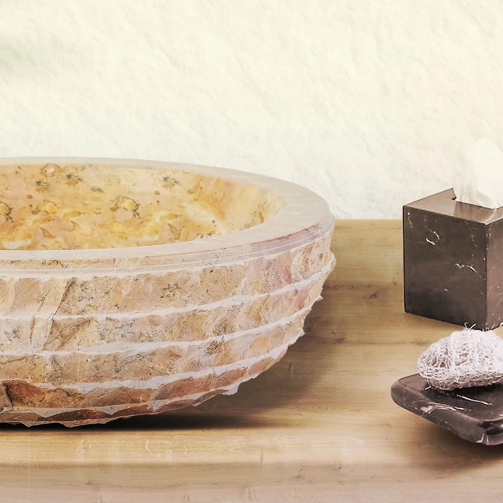 Sanigoods Eliza waskom rond 35x15cm sunset crème