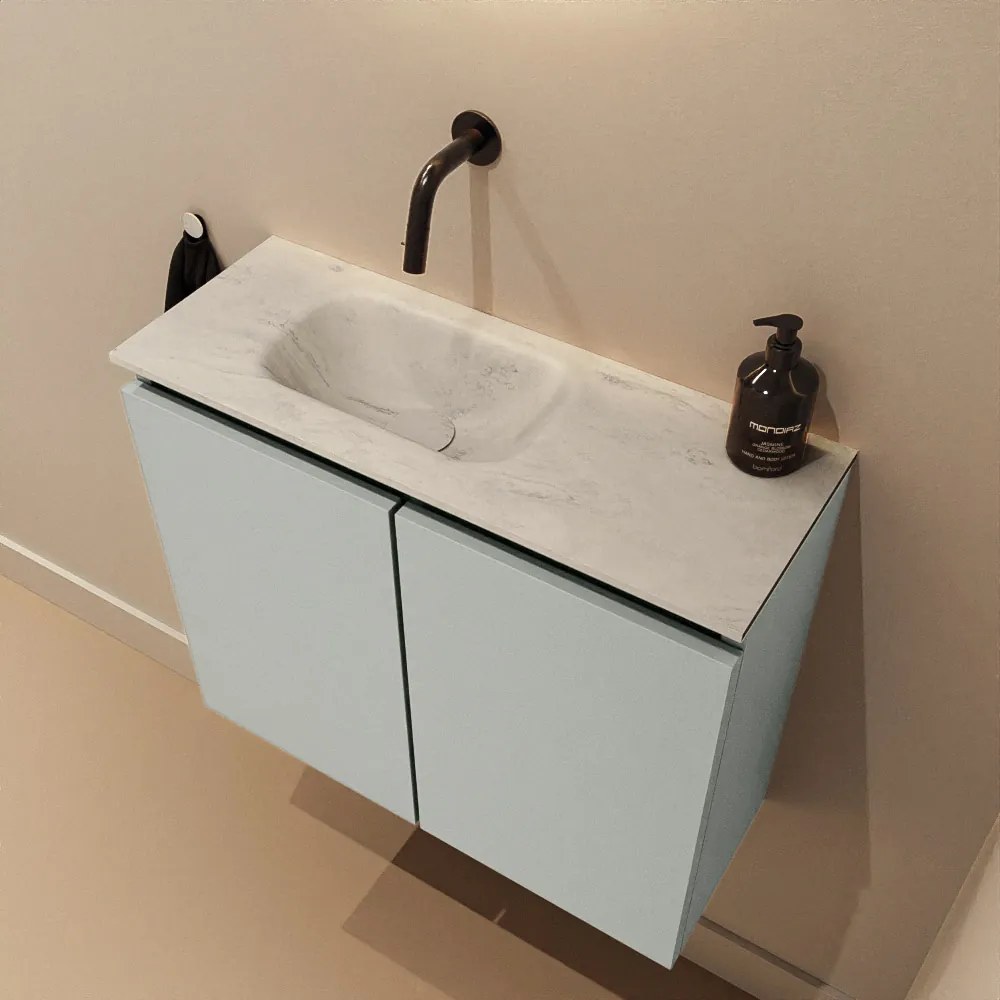 Mondiaz Ture DLux toiletmeubel 60cm greey met wastafel opalo links zonder kraangat