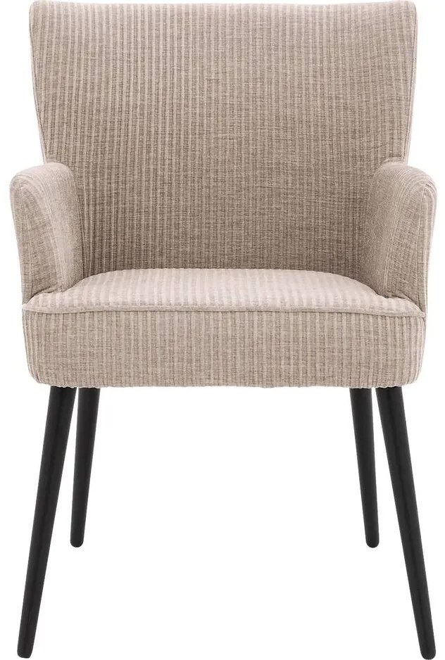 Goossens Eetkamerstoel Rob beige stof met armleuning, urban industrieel