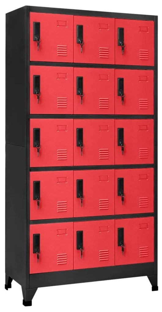 vidaXL Lockerkast 90x40x180 cm staal antracietkleurig en rood