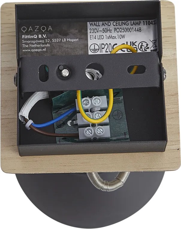 Industriële spot zwart met hout draai- en kantelbaar - Jakub