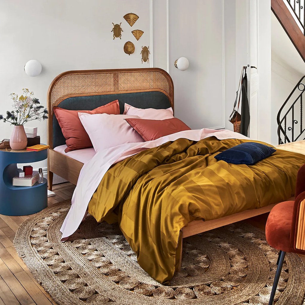 Wand- of plafondlamp, in messing, bamboe en opaline glas, DOLCE