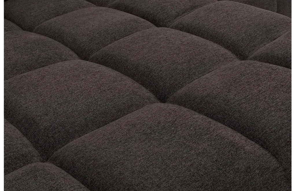 Goossens Excellent Bank Kubus - 40 X 40 Cm Stiksel donkerbruin, stof, 1,5-zits, modern design met chaise longue links