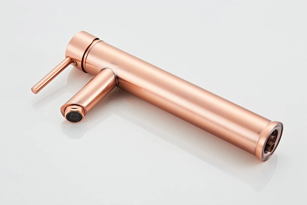 Saniclear Copper hoge wastafelkraan met eenhendel bediening geborsteld koper