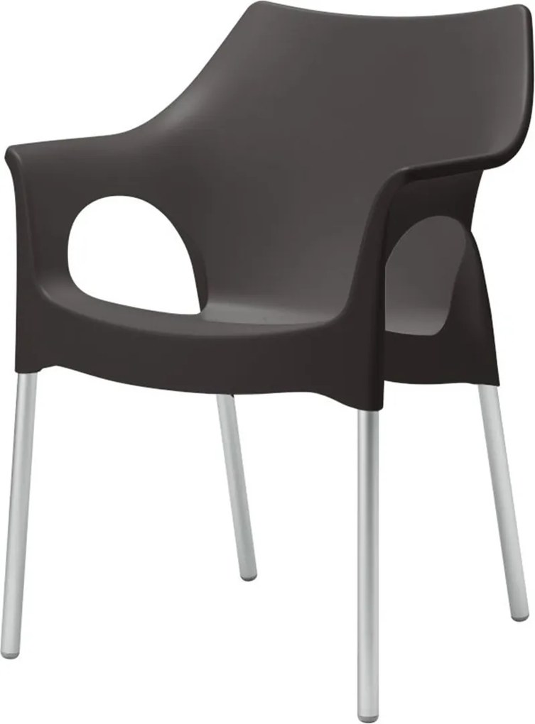 Set van 4 - Scab Ola stapelbare kunststof tuinstoel - antraciet