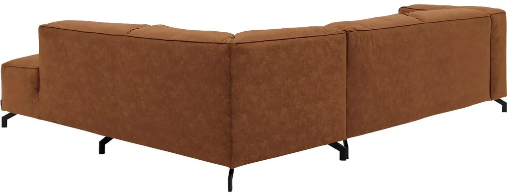 Goossens Bank Calvin cognac, micro leer, 2,5-zits, modern design met ligelement rechts