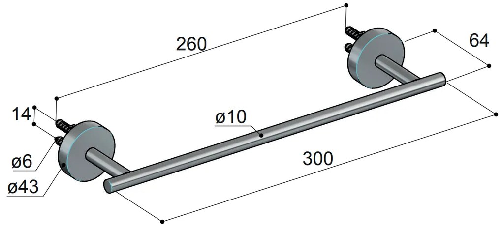 Hotbath Archie handdoekstang 30cm RVS