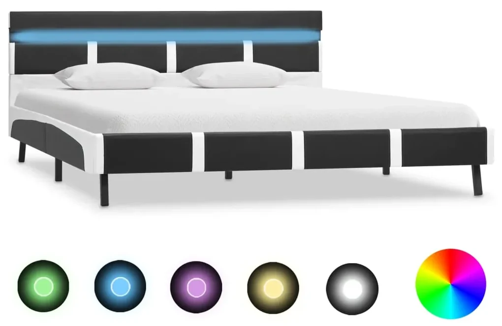 vidaXL Bedframe met LED kunstleer grijs 160x200 cm