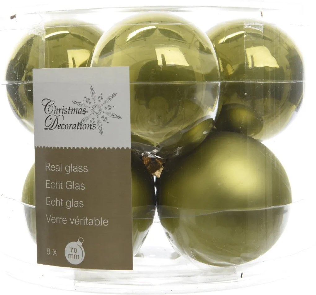 Kerstbal glas emaille-mat diameter 7cm olijfgroen KSD