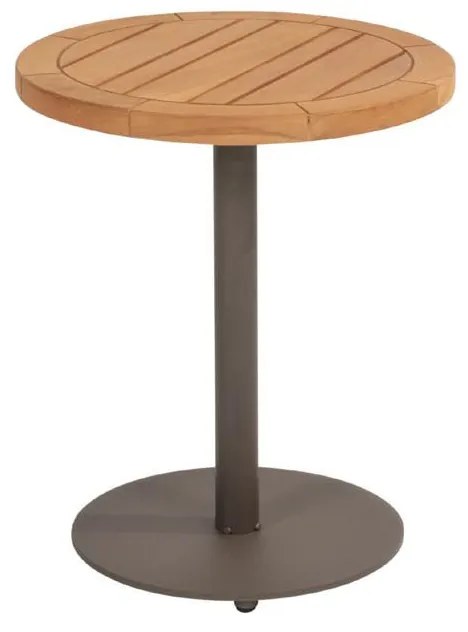 4 Seasons Outdoor Volta bijzettafel terre met teak blad Ø 45 cm (H 55 cm)  Bijzettafel    bruin weerbestendig