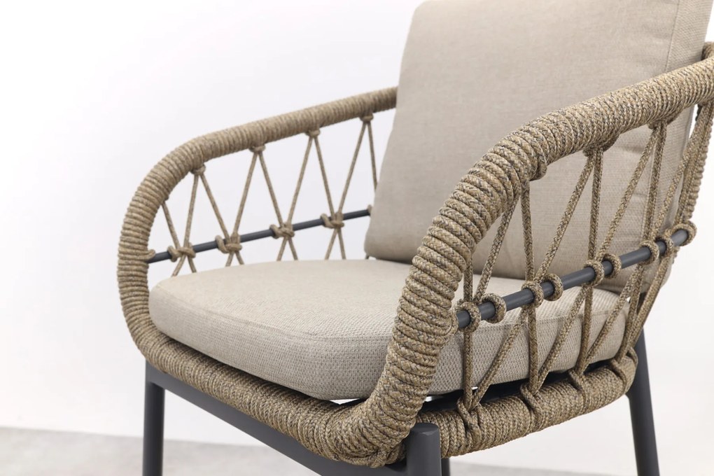 Julia naturel rope dining tuinstoel - Antraciet