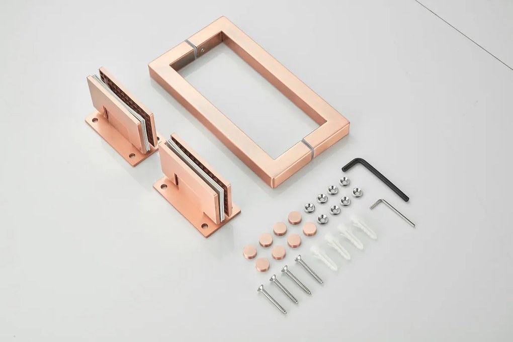 Saniclear Modern scharnieren + handvat voor douchedeur geborsteld koper