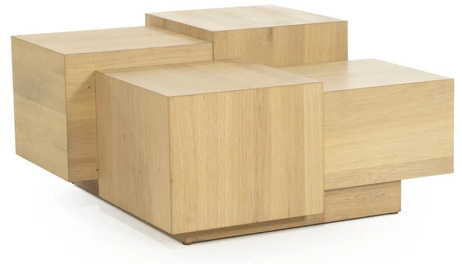 Blokken Salontafel Eiken Naturel 80x80 Cm - 80 X 80cm.