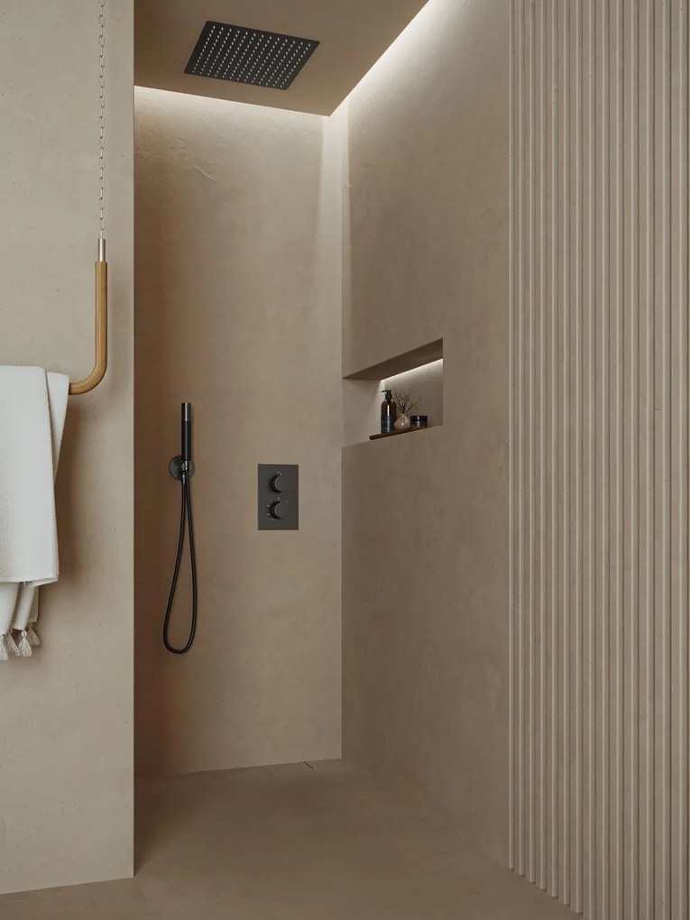 Saniclear Cube Pro inbouw regendouche met inbouw douchekop 30x30cm en staafhanddouche verouderd ijzer - gunmetal