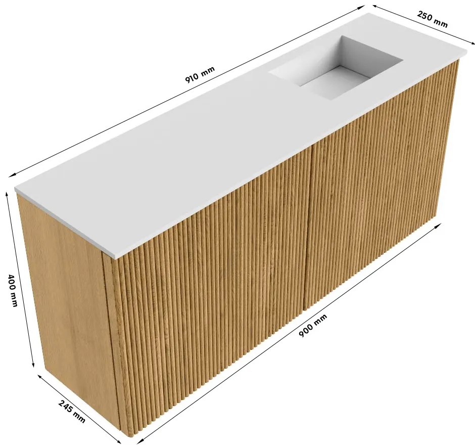 Mondiaz Joya 90cm toiletmeubel dusk met wastafel faye rechts 1 kraangat talc