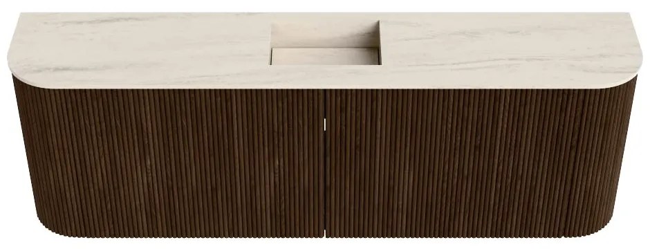 Mondiaz Joya DLux 125cm toiletmeubel ronding links/rechts walnut met wastafel faye midden zonder kraangat meli