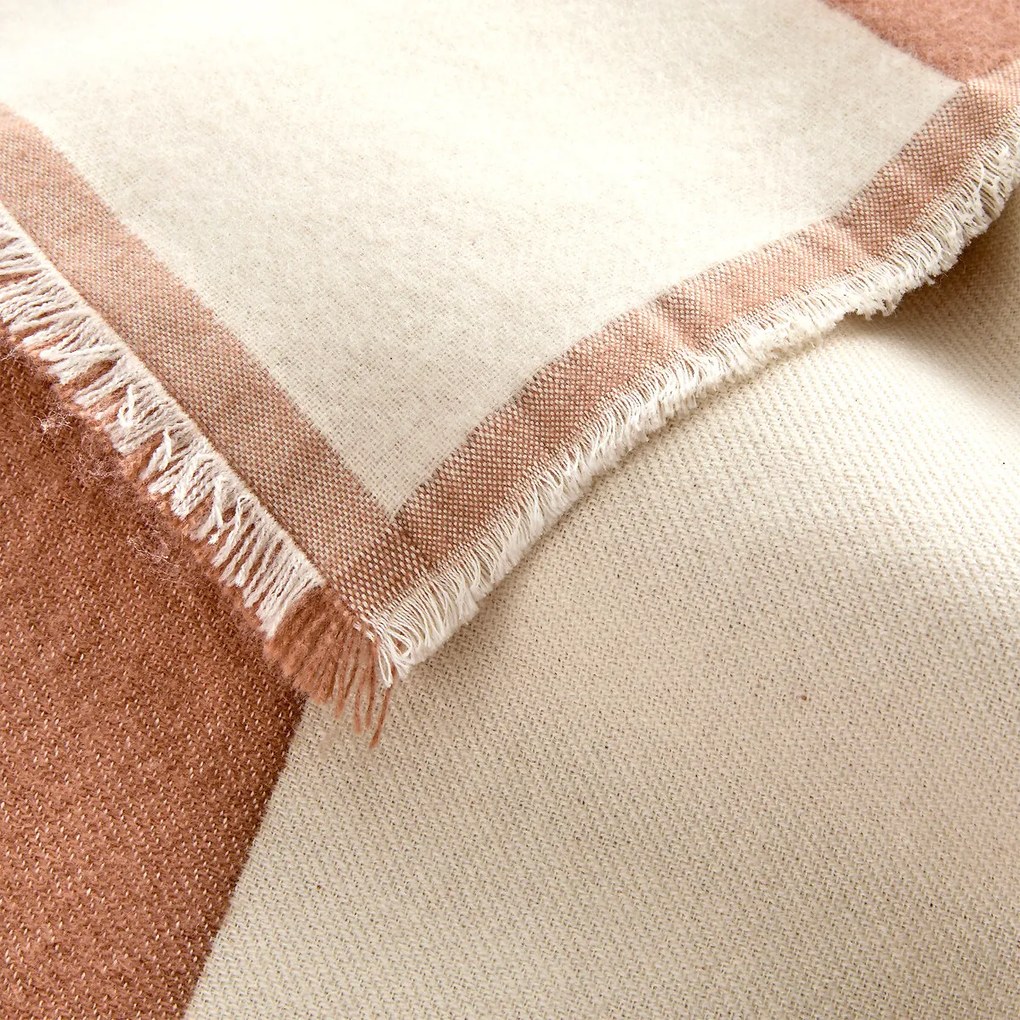 Plaid in jacquard met geometrische strepen en franjes, TABAKA