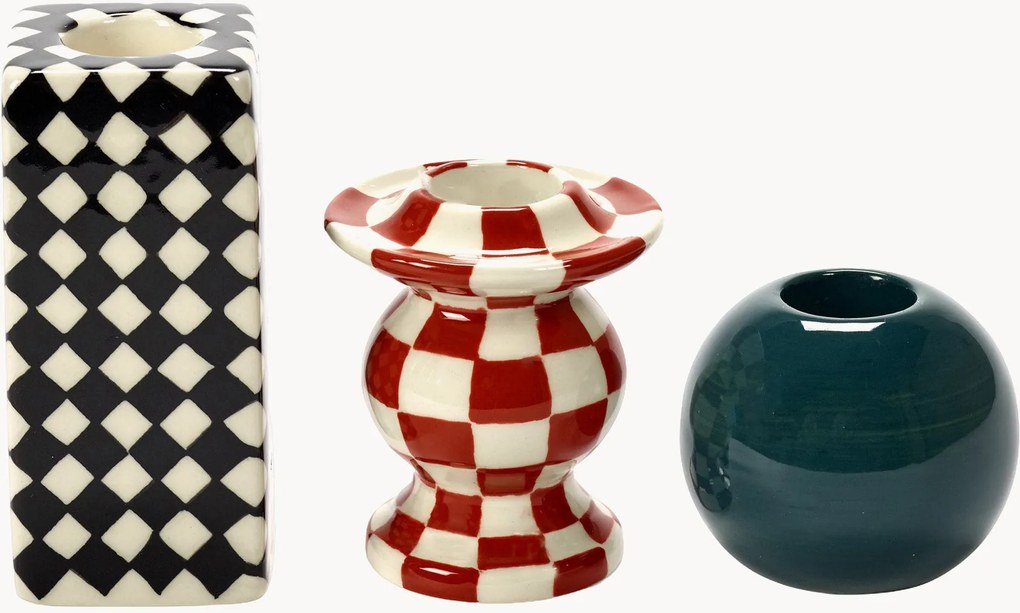 Handgemaakte kaarshouders Les Objets Mouleversants van keramiek, 3-delig