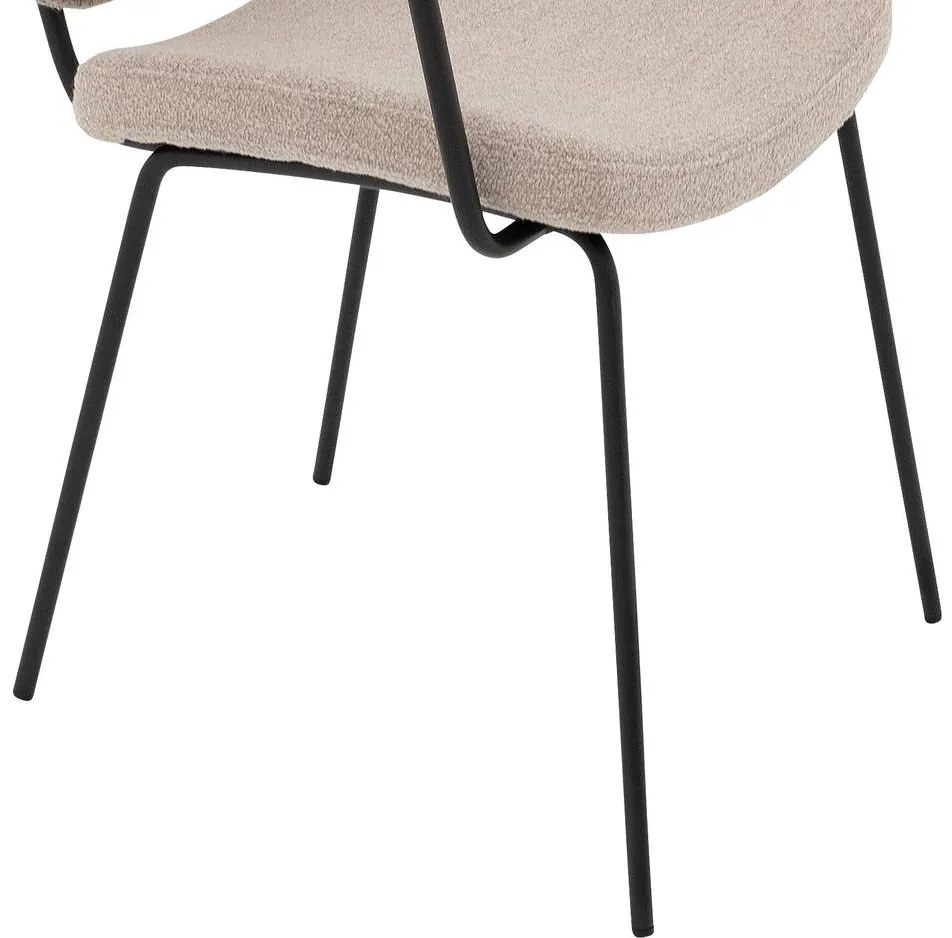 Goossens Eetkamerstoel Hjalmar beige stof met armleuning, modern design