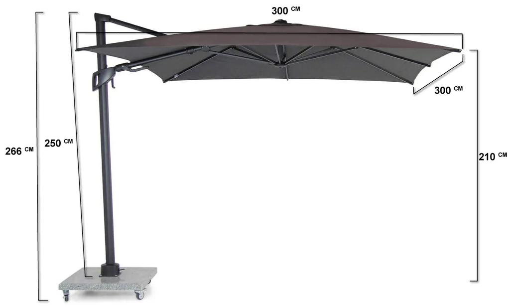 Santika Belize Deluxe parasol 300 cm x 300 cm antraciet frame/dark grey