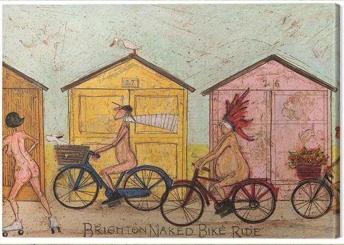 Print op canvas Sam Toft - Brighton Naked Bike Ride, (40 x 30 cm)