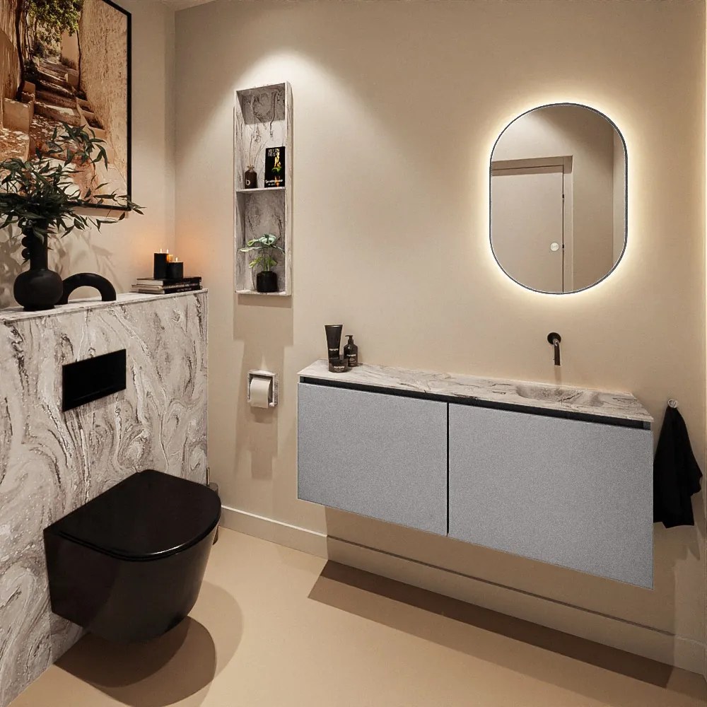 Mondiaz Ture DLux toiletmeubel 120cm plata met wastafel glace rechts zonder kraangat