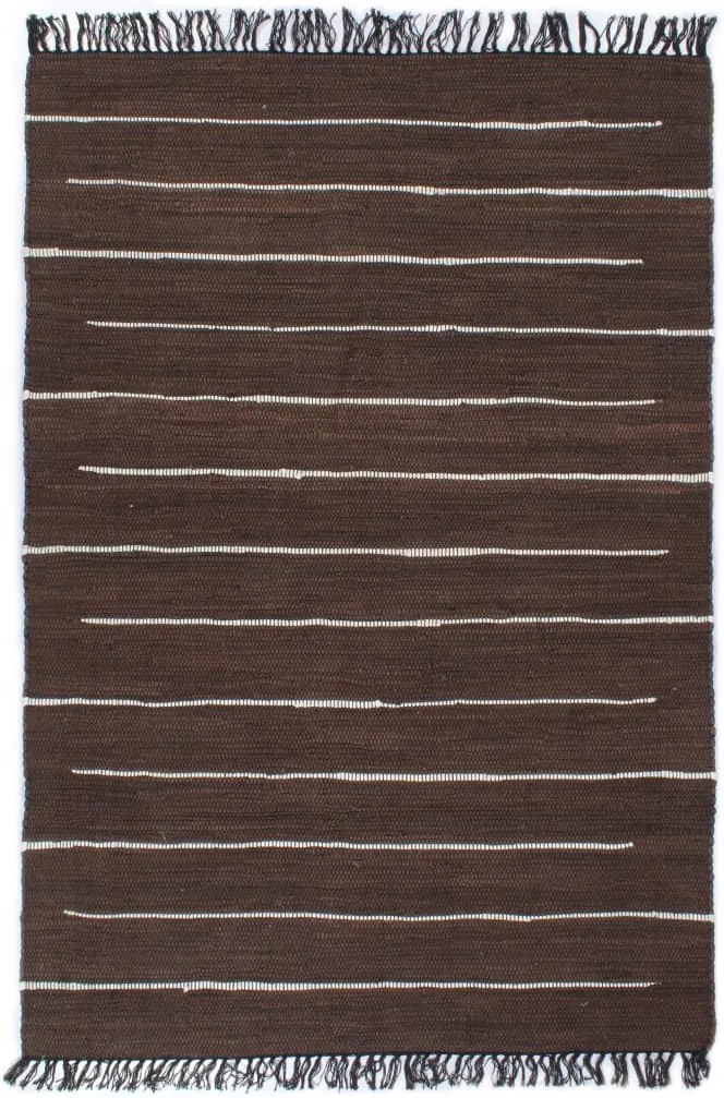 Vloerkleed chindi handgeweven 80x160 cm katoen bruin