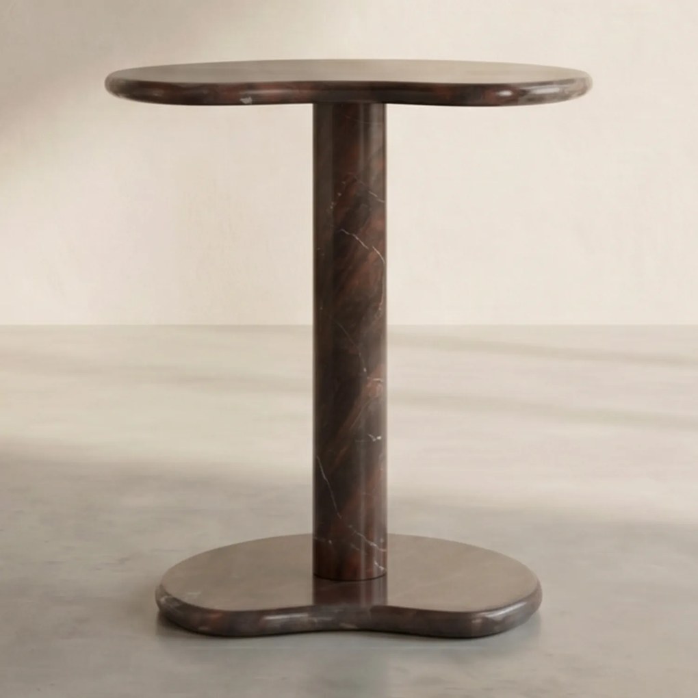 Marmer Bijzettafel Organisch Rood - 45.5 X 33cm.