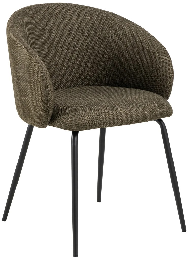 CLARA Olijfgroen (stof Basel 77)/zwarte poten - MODERNE GESTOFFEERDE KUIPSTOEL VOOR WOONKAMER/EETKAMER/KANTOOR LOFT
