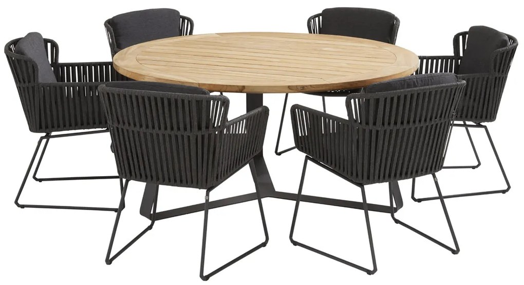 Taste by 4 Seasons Vitali dining set met Goa HPL tafel 160 cm dark grey  Tuinset    antraciet weerbestendig