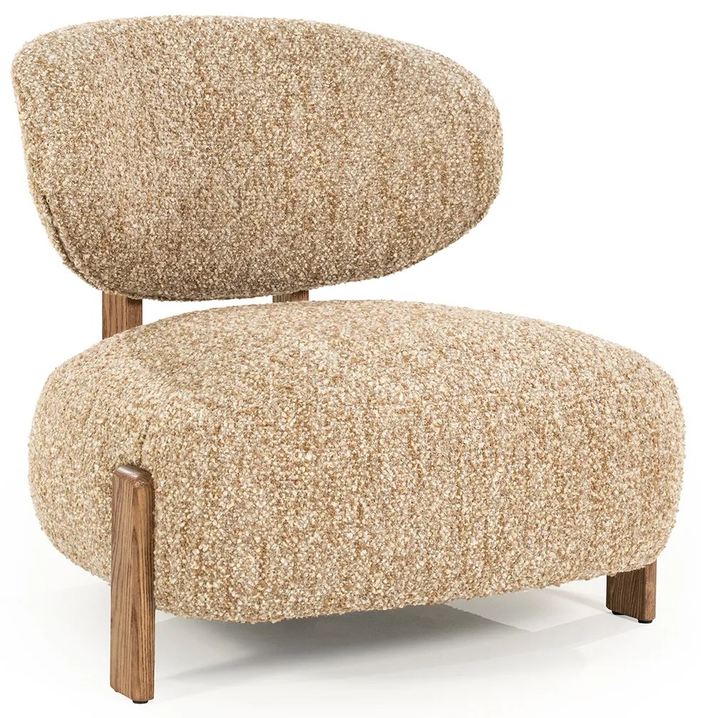 Boucle Stoel Taupe Walnoot