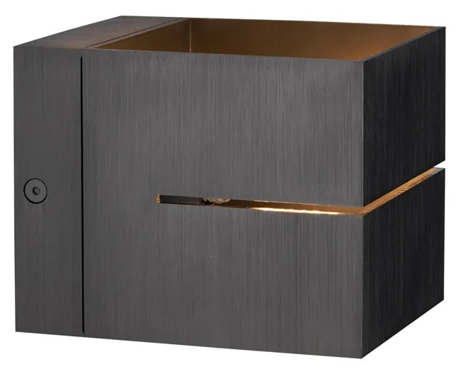 Moderne wandlamp gunmetal met lichteffect - Transfer Groove