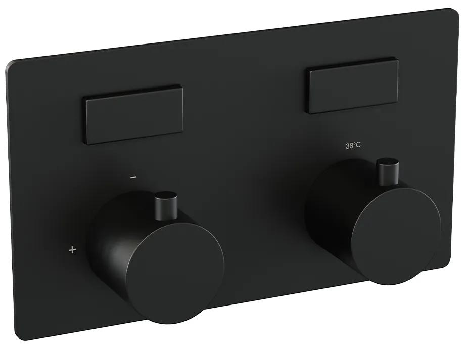 Brauer Black Edition thermostatische inbouw badkraan met badvulcombinatie en staafhanddouche set 3 zwart mat