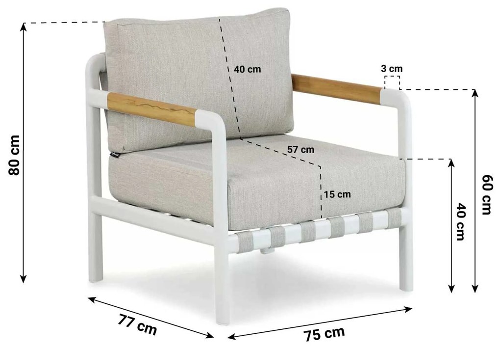 Stoel en Bank Loungeset 5 personen Aluminium Wit Coco Avellino