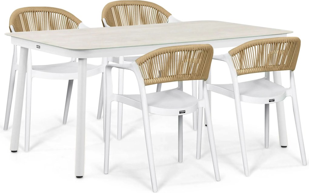 Tuinset 4 personen 160 cm Kunststof Wit Domani Furniture Toscano/Tavano